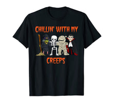 Ladda upp bild till gallerivisning, Chillin With My Creeps Vampire Halloween Skeleton Witch Gift T-Shirt 47096

