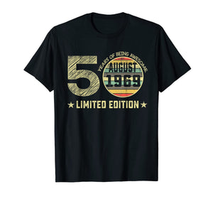 50th Birthday Gifts 50 Years Old August 1969 Limited Edition T-Shirt 165163