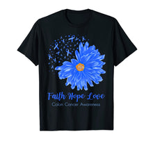 Ladda upp bild till gallerivisning, Faith Hope Love Colon Cancer Awareness Flower Blue Gifts T-Shirt-472196
