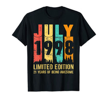 Ladda upp bild till gallerivisning, July 1998 T Shirt 21 Year Old 21st Birthday Gift Tee Shirt 81609

