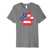Ladda upp bild till gallerivisning, Patriotic Paw Print in Red, White, &amp; Blue. Premium T-Shirt 373720
