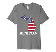 Ladda upp bild till gallerivisning, Michigan Map State American Flag Shirt 4th Of July Pride Tee 474800
