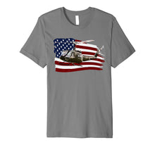 Ladda upp bild till gallerivisning, UH-1 Huey Helicopter T shirt American Flag usa Pilot T-Shirt 530647
