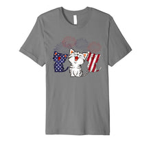 Ladda upp bild till gallerivisning, Smile Cat Gift Shirt American Flag With Firework 4th of July Premium T-Shirt 978514
