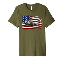 Ladda upp bild till gallerivisning, UH-1 Huey Helicopter T shirt American Flag usa Pilot T-Shirt 530647
