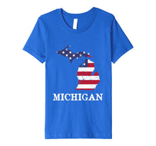 Ladda upp bild till gallerivisning, Michigan Map State American Flag Shirt 4th Of July Pride Tee 474800
