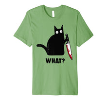 Ladda upp bild till gallerivisning, Cat What? Funny Murderous Black Cat With Knife Halloween Premium T-Shirt 105197
