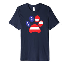 Ladda upp bild till gallerivisning, Patriotic Paw Print in Red, White, &amp; Blue. Premium T-Shirt 373720
