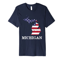 Ladda upp bild till gallerivisning, Michigan Map State American Flag Shirt 4th Of July Pride Tee 474800
