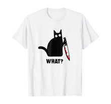 Ladda upp bild till gallerivisning, What Murderous Cat Holding Knife Funny Halloween Costume  T-Shirt 99432
