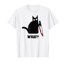 Ladda upp bild till gallerivisning, Halloween Black Cat With Bloody Knife T-Shirt 115994
