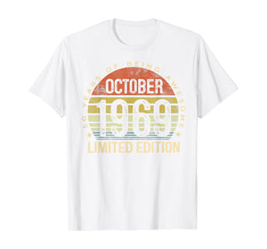 Born October 1969 Limited Edition Bday Gifts 50th Birthday T-Shirt 103186