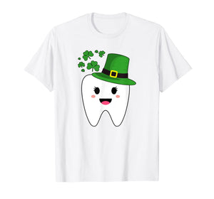Cute Tooth With Hat Dental Assistant Gifts St Patricks day T-Shirt-261838