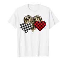 Ladda upp bild till gallerivisning, Funny Leopard And Buffalo Plaid Printed Love Heart Gifts T-Shirt--
