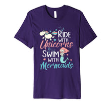 Ladda upp bild till gallerivisning, Funny shirts V-neck Tank top Hoodie sweatshirt usa uk au ca gifts for Ride With Unicorns Swim With Mermaids Kids Teen Women TShirt 2007088
