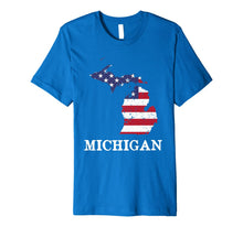 Ladda upp bild till gallerivisning, Michigan Map State American Flag Shirt 4th Of July Pride Tee 474800
