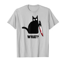 Ladda upp bild till gallerivisning, Halloween Black Cat With Bloody Knife T-Shirt 115994

