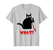 Ladda upp bild till gallerivisning, Cat What? Funny Murderous Black Cat With Knife Halloween T-Shirt 372267
