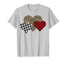 Ladda upp bild till gallerivisning, Funny Leopard And Buffalo Plaid Printed Love Heart Gifts T-Shirt--

