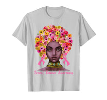 Ladda upp bild till gallerivisning, Pink Ribbon Afro Flowers Hair Black Queen Breast Cancer T-Shirt 385424
