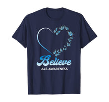 Ladda upp bild till gallerivisning, Blue and White Butterflies Heart Believe ALS Awareness Gifts TShirt554719
