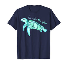 Ladda upp bild till gallerivisning, Sea green turtle watercolor, Go with the flow, funny T-Shirt 377820
