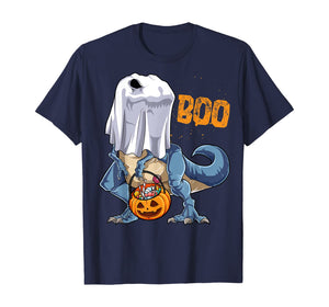Ghost Dinosaur T rex Funny Boo Halloween Gifts Men Pumpkin T-Shirt 125302