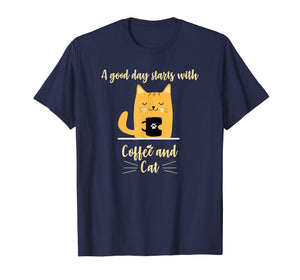 Funny shirts V-neck Tank top Hoodie sweatshirt usa uk au ca gifts for A good day starts with Coffee, Orange Cat Lover Tshirt Gifts 3725759
