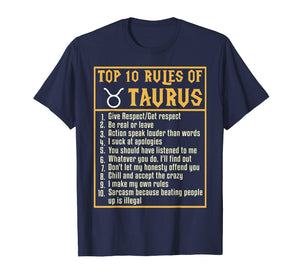 Funny shirts V-neck Tank top Hoodie sweatshirt usa uk au ca gifts for Birthday Gifts Idea Top 10 Rules of Taurus Zodiac T-shirt 3407387