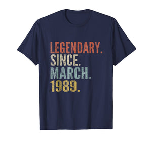 Funny shirts V-neck Tank top Hoodie sweatshirt usa uk au ca gifts for 30th Birthday Gifts Retro Legendary Since March 1989 Shirt 1657895