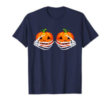 Ladda upp bild till gallerivisning, Skeleton Hands On Chest Pumpkin Boobs - Halloween costumes T-Shirt 752401
