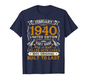 February 1940 Shirt 80 Years Old 80th Birthday Gifts T-Shirt-1285668
