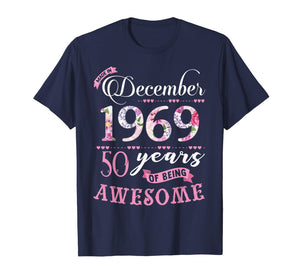 Birthday Gifts Floral Tee for Womens Born in December 1969 T-Shirt 1140919
