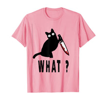 Ladda upp bild till gallerivisning, Cat What? Funny Black Cat Shirt, Murderous Cat With Knife T-Shirt 192735
