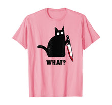 Ladda upp bild till gallerivisning, Halloween Black Cat With Bloody Knife T-Shirt 115994
