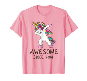 Funny shirts V-neck Tank top Hoodie sweatshirt usa uk au ca gifts for Awesome Since 2014 Dabbing Unicorn Shirt Girl Gifts Birthday 3446558