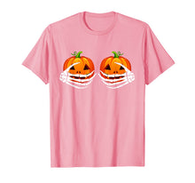 Ladda upp bild till gallerivisning, Skeleton Hands On Chest Pumpkin Boobs - Halloween costumes T-Shirt 752401
