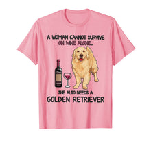 Ladda upp bild till gallerivisning, A Woman Cannot Survive On Wine Alone Golden Retriever T-Shirt-177606
