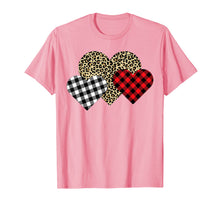 Ladda upp bild till gallerivisning, Funny Leopard And Buffalo Plaid Printed Love Heart Gifts T-Shirt--
