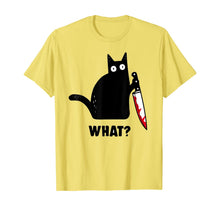 Ladda upp bild till gallerivisning, Cat What? Funny Black Cat Shirt, Murderous Cat With Knife T-Shirt 48352
