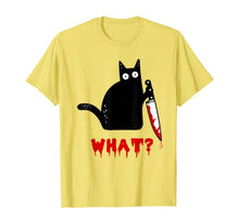 Ladda upp bild till gallerivisning, Cat What? Funny Murderous Black Cat With Knife Halloween T-Shirt 372267
