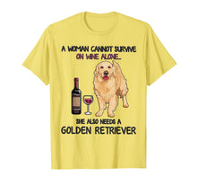 Ladda upp bild till gallerivisning, A Woman Cannot Survive On Wine Alone Golden Retriever T-Shirt-177606
