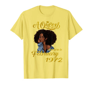 A Queen Was Born in February 1972 48th Birthday Gifts T-Shirt-3485195