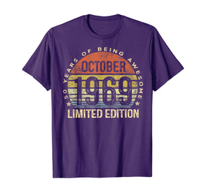 Born October 1969 Limited Edition Bday Gifts 50th Birthday T-Shirt 103186
