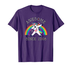Dabbing Unicorn Birthday Girl Gifts 11 Years Old Since 2008 T-Shirt 214860