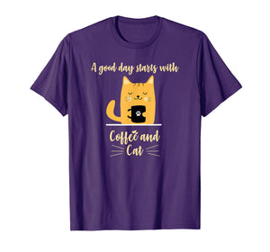 Funny shirts V-neck Tank top Hoodie sweatshirt usa uk au ca gifts for A good day starts with Coffee, Orange Cat Lover Tshirt Gifts 3725759