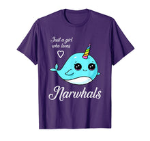 Ladda upp bild till gallerivisning, Funny shirts V-neck Tank top Hoodie sweatshirt usa uk au ca gifts for Just A Girl Who Loves Narwhals T Shirt 2372596
