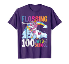 Ladda upp bild till gallerivisning, Funny shirts V-neck Tank top Hoodie sweatshirt usa uk au ca gifts for Flossing through 100 Days of School Flossing Unicorn Shirt 1481792
