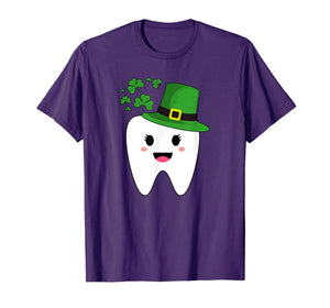 Cute Tooth With Hat Dental Assistant Gifts St Patricks day T-Shirt-261838