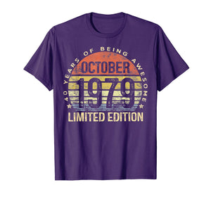 Born October 1979 Limited Edition 40th Birthday Gifts  T-Shirt 775074